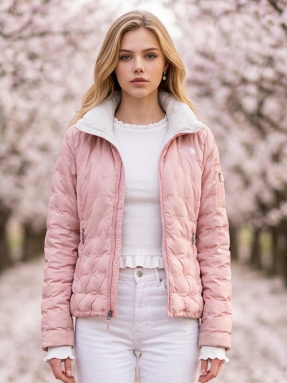 The North Face Women's Light Pink Quilted Puffer Jacket